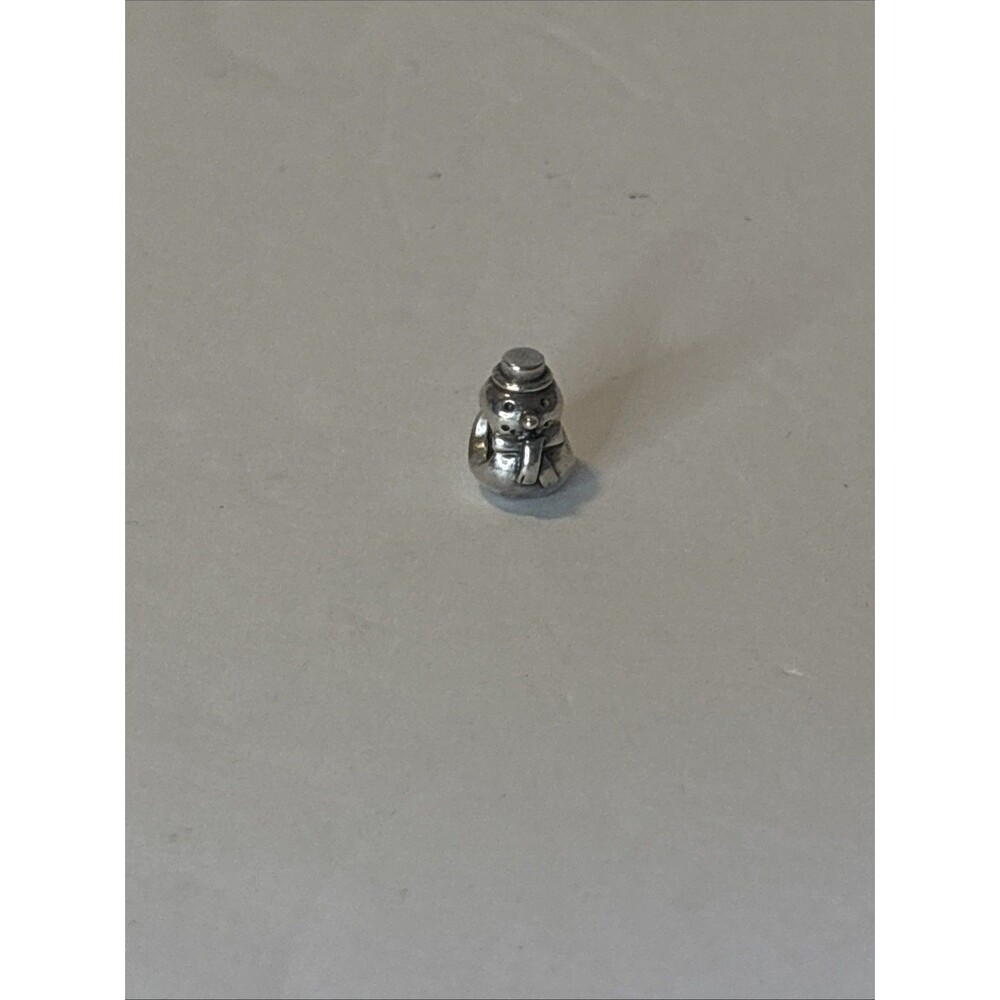 Authentic Pandora ALE 925 Sterling Silver Snowman Charm Bead Retired